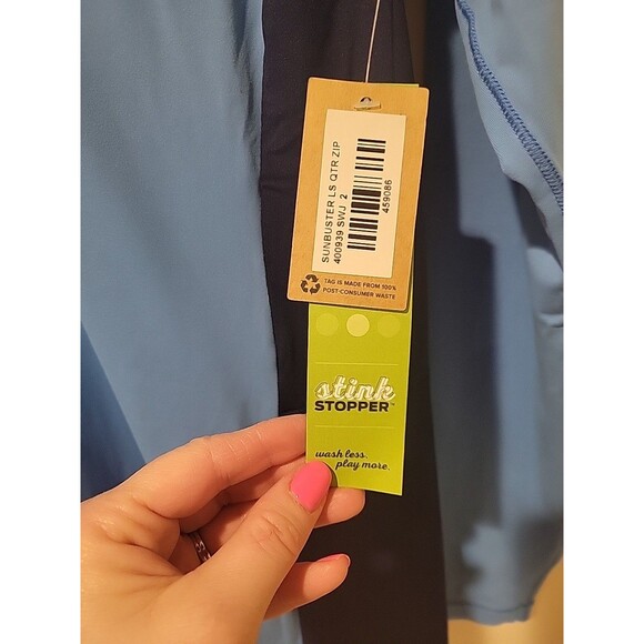 NWT Title Nine Sunbuster 1/4 Zip Long Sleeve Sun Shirt SPF Beach Vacation Blue M - Picture 3 of 8